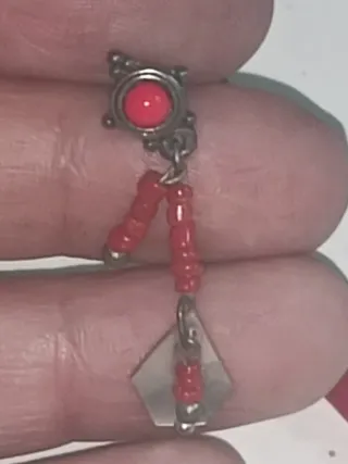 Antiguo conjunto  joyería plata, nácar y coralina