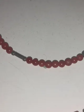 Antiguo conjunto  joyería plata, nácar y coralina