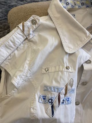 Camisa blanca manga corta mujer