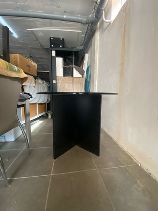 Tavoli da pranzo ovali in cristallo e legno nero