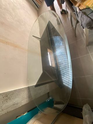 Tavoli da pranzo ovali in cristallo e legno nero