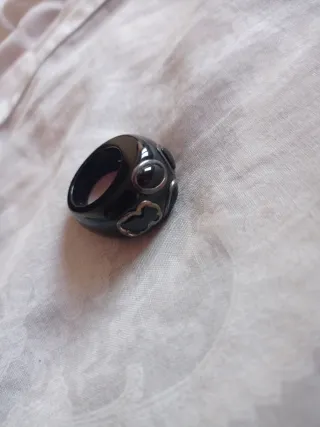 Anillo Tous Negro y Plateado