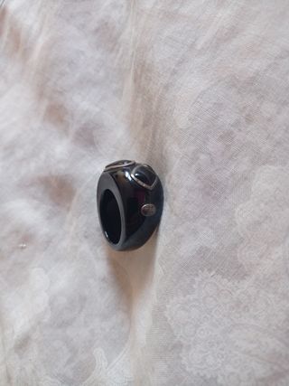 Anillo Tous Negro y Plateado