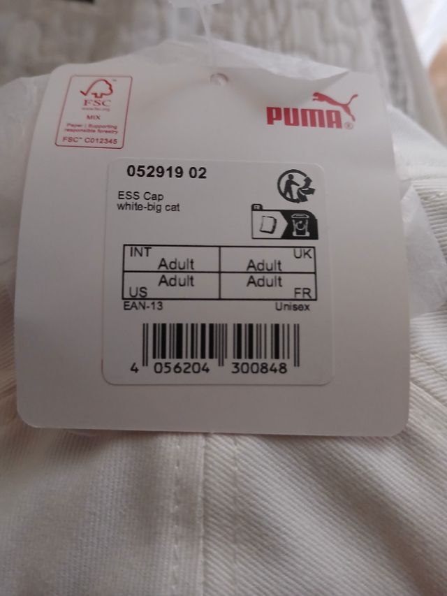 Gorra Puma Blanca Negra