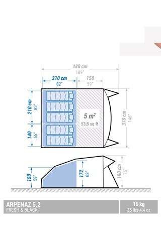 Tienda campaña Arpenaz 5.2 Decathlon 5 personas