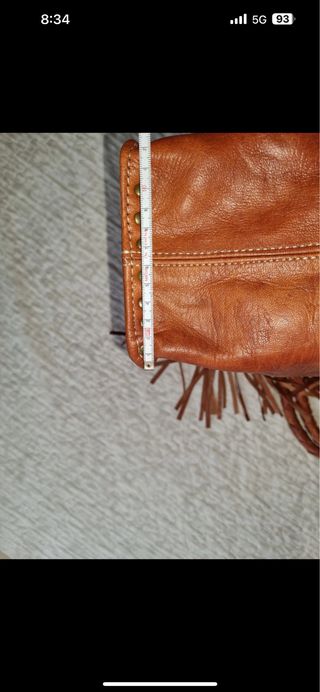 Bolso Cuero Piel Piedra Tachuelas Flecos