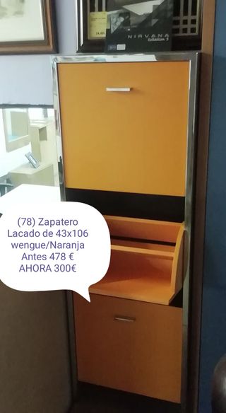 Zapatero Lacado Wengue/Naranja