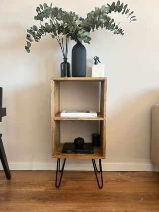 Mesa auxiliar madera y metal