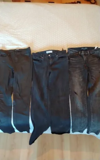 Lote Pantalones vaqueros Negros e imitación cuero