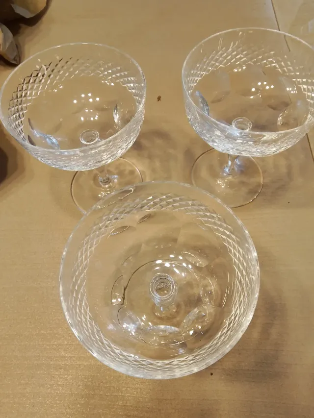 Set 3 Coppe Cristallo Tagliato