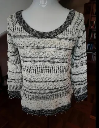 Maglione Zara donna bianco nero taglia M