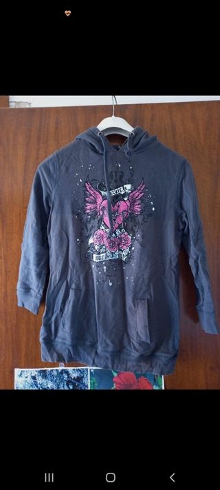 Felpa donna con cuore alato e rose