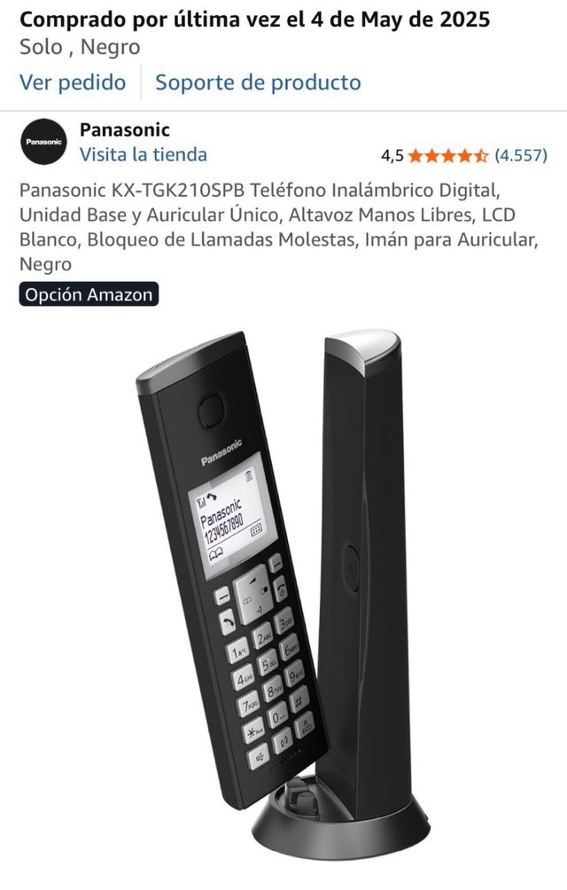 Telefono senza fili Panasonic KX-TGK210SPB nero