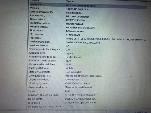 HP Pavilion G6 Notebook PC i5-2430 6GB RAM 222GB