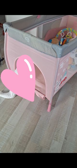 Cuna de viaje rosa Asalvo Baby con Cambiador y más