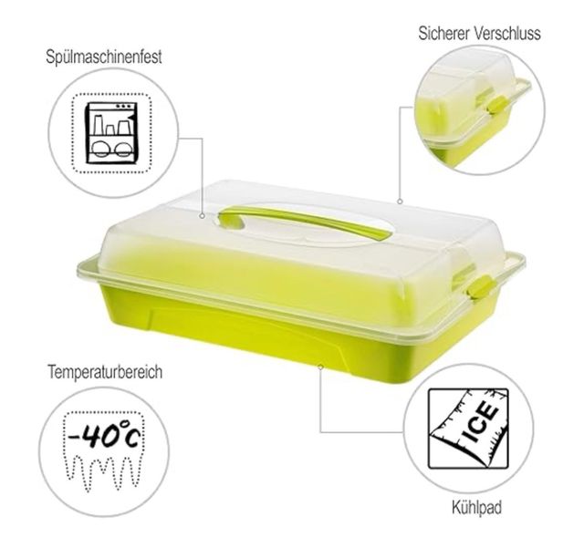 Contenedor para comida verde y transparente