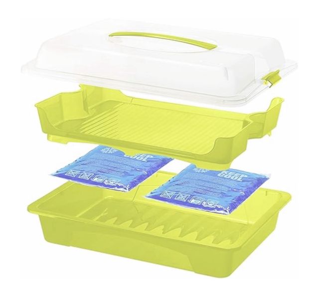 Contenedor para comida verde y transparente