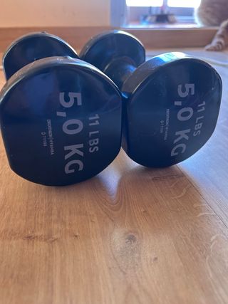 X2 Pesi/Manubri da 5 kg (11 libbre) Decathalon Vinyl 