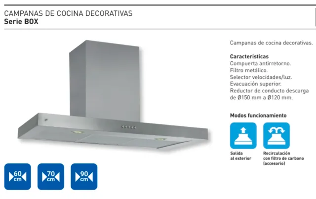 Campana Cocina S&P Serie Box E