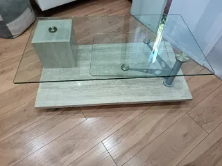 Mesa de centro cristal y mármol