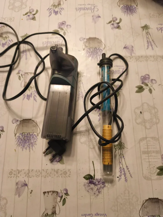 Calentador y filtro acuario