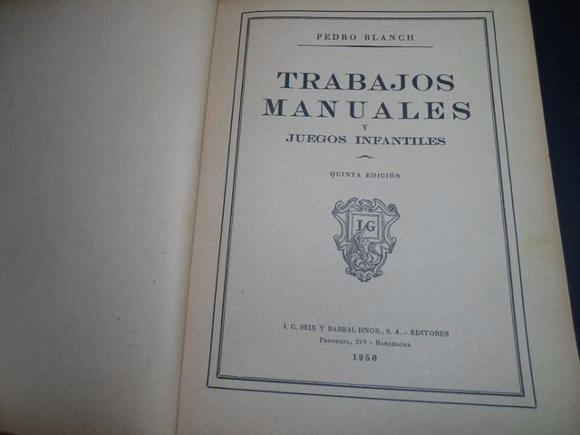 Libro Antiguo: Trabajos Manuales Juegos Infantiles