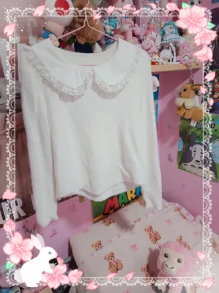 Jersey blanco pelito cuello bebé