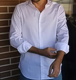 Camisa Blanca Cuello Italiano Talla M