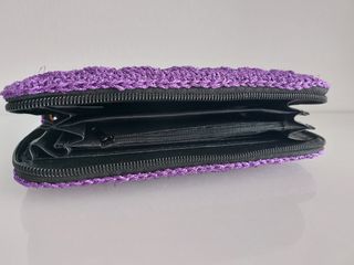 Cartera fiesta crochet púrpura nueva