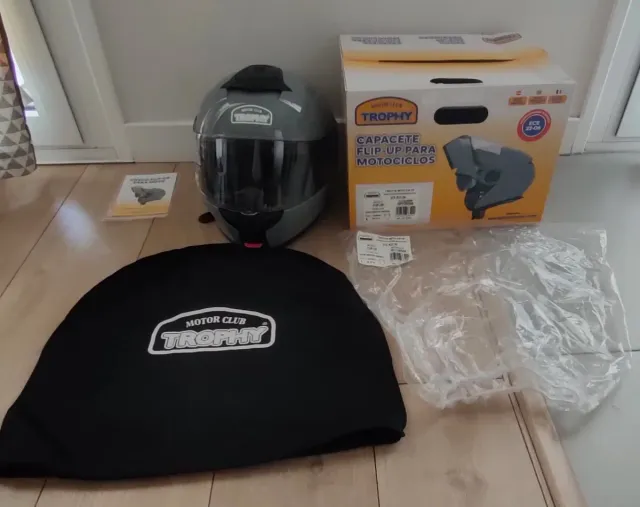 Casco Moto Abatible T-L Gris Trophy.