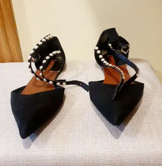 Bailarinas Zara Negras con Perlas
