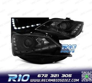 FAROS PARA SEAT IBIZA 6J 12-15 LUZ DIURNA LED FONDO NEGRO