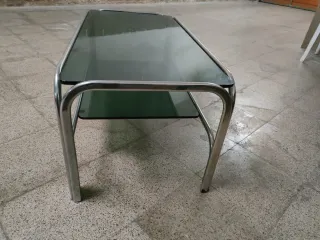Mesa de centro cristal y metal