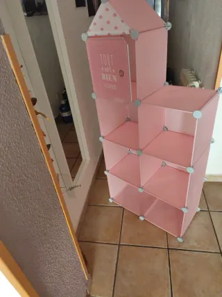 Estantería modular infantil rosa