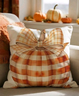 2 Federe Cuscino Zucca vichy Autunno 45x45