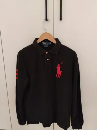Polo Ralph Lauren manga larga negro. Talla L
