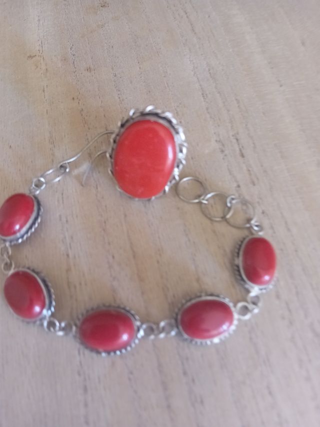 Parure Anello e Bracciale Argento Cinabro Rosso
