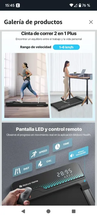 CINTA DE CORRER Y ANDAR MOBVOI HOME 2 EN 1