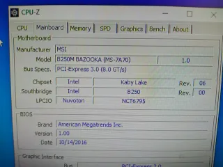 Placa Base MSI B250M BAZOOKA+CPU+Gráfica+4 GB RAM