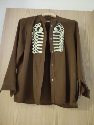 Camisa Militar marrón chocolate mujer Moda 