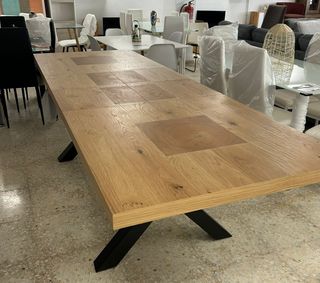 Mesa comedor madera maciza y metal