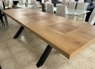 Mesa comedor madera maciza y metal