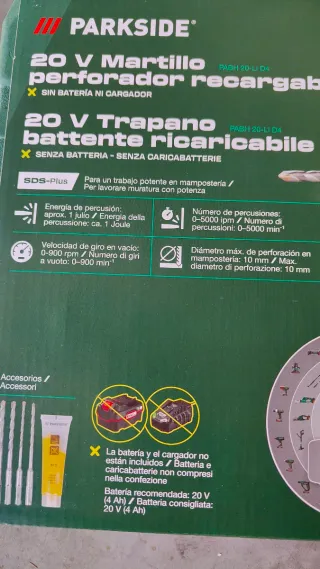 Parkside Martillo Perforador Recargable 20V