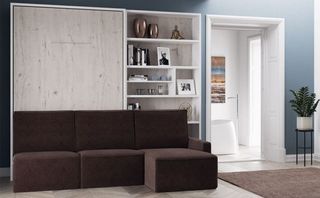 LITERA ABATIBLE CON SOFÁ CHAISE LONGUE Y LIBRERÍA