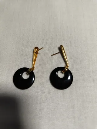 Pendientes Oro y Piedra Negra