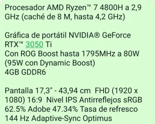 Asus ROG Strix G713IE-HX011 Portátil 17 Ryzen 7