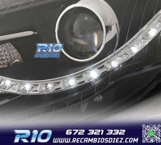 FAROS AUDI A4 B7 LUZ DIURNA LED FONDO NEGRO 04-07