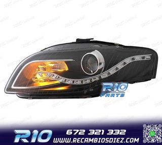 FAROS AUDI A4 B7 LUZ DIURNA LED FONDO NEGRO 04-07