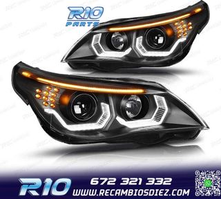 FAROS BMW E60 E61 03-07 ANGEL EYES LED U HALO FONDO NEGRO