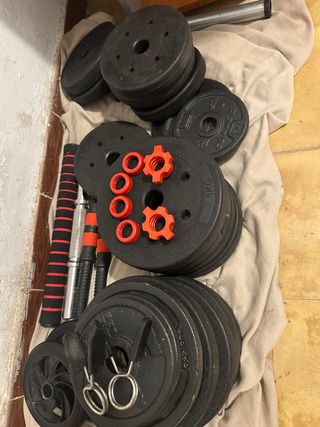 Conjunto de pesas y barras